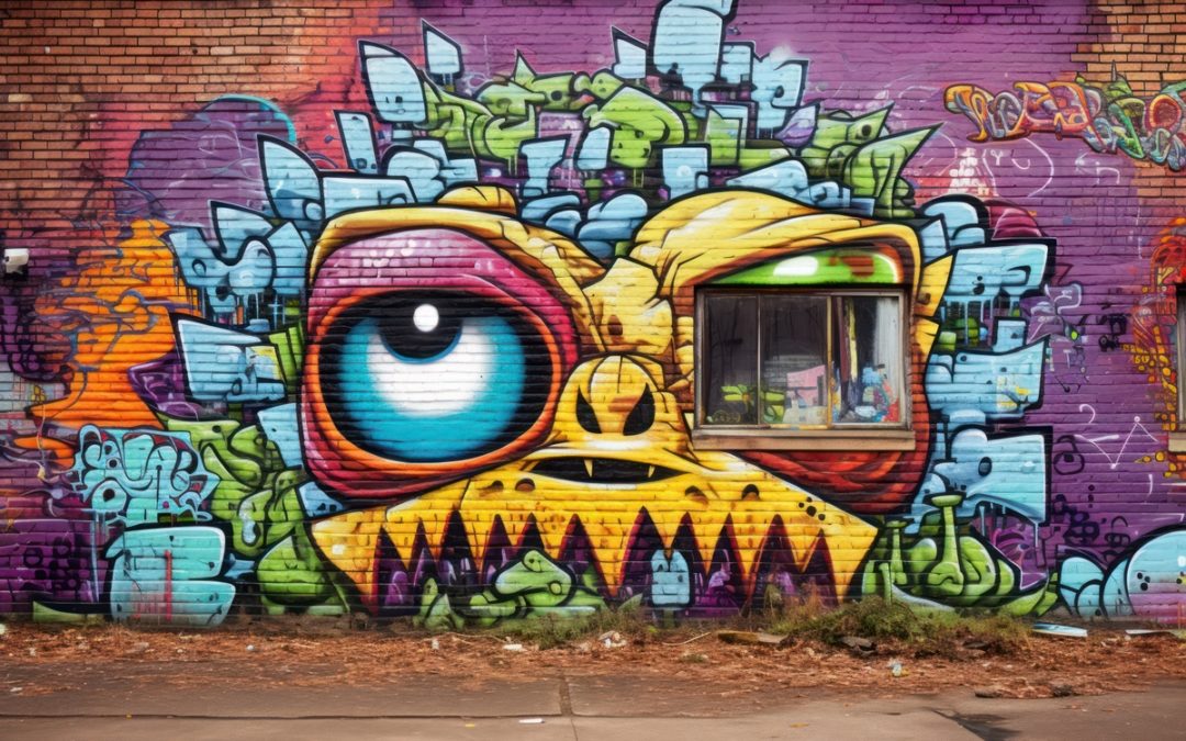 Graffiti art painting cartoon.