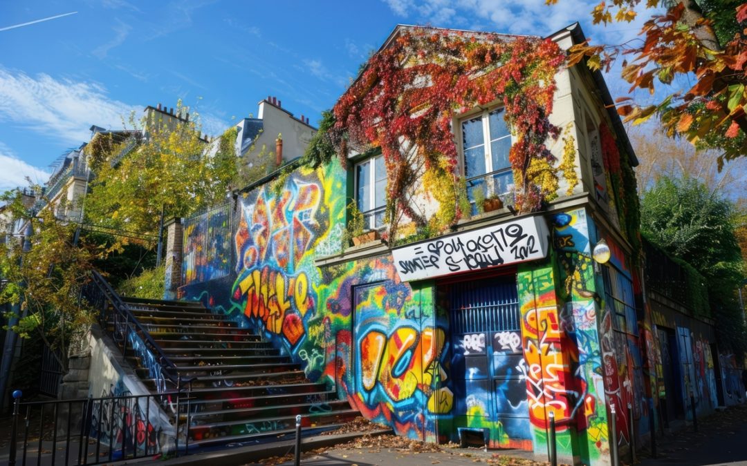 Neighborhood graffiti art painting.