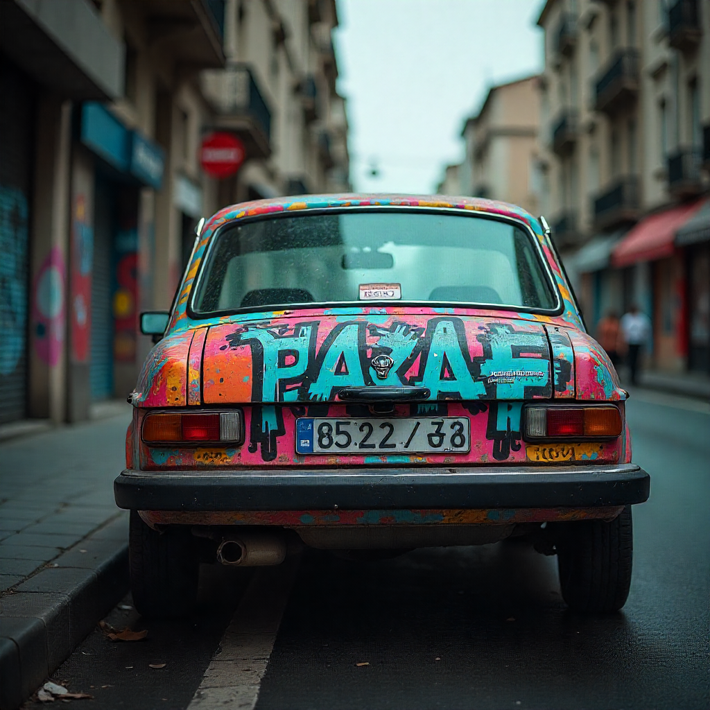 freepik graffiti sur les voitures couleurs vives lettrage